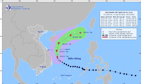 Bão số 9 rất mạnh, cách đất liền Bình Định-Phú Yên khoảng 200km