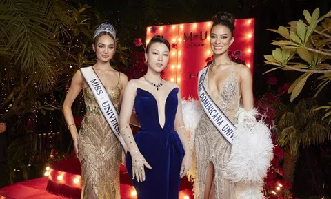 Hoàng Oanh khoe nhan sắc cuốn hút bên đương kim Miss Universe