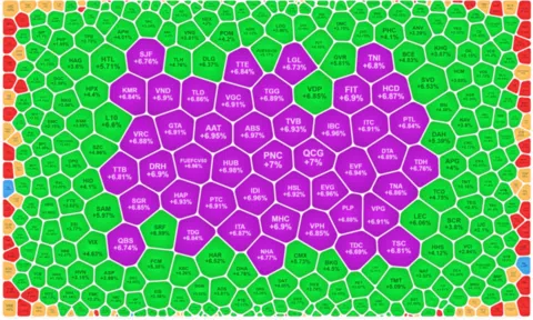 Nhóm vốn hoá vừa và nhỏ bứt tốc đẩy loạt cổ phiếu tăng kịch trần