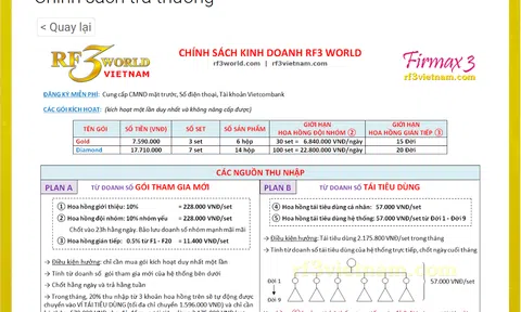 Cảnh báo hoạt động kinh doanh đa cấp không phép liên quan đến RF3WORLD