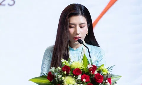 Dương Yến Nhung nền nã trong tà áo dài làm đại sứ hoạt động thiện nguyện