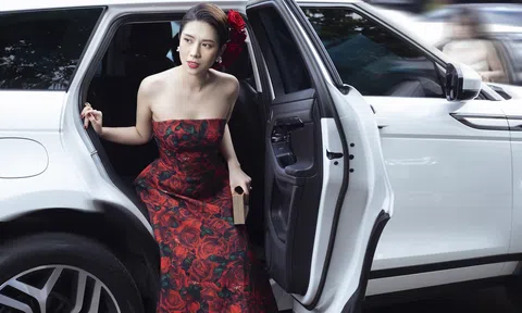 Hoa hậu Dương Yến Nhung diện váy đỏ rực rỡ tại sự kiện