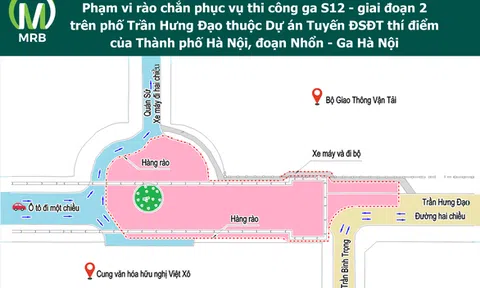 Phân luồng giao thông để thi công ga ngầm S12 Nhổn - ga Hà Nội