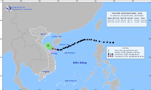 Áp thấp nhiệt đới gây mưa dông nhiều nơi, gió giật cấp 9