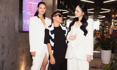Hoa hậu Hương Giang kín đáo đầy khí chất, Quỳnh Anh Top Model váy xẻ quyến rũ hội ngộ nhà thiết kế Việt