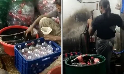 Clip: Quy trình sản xuất Coca-Cola giả khiến các tín đồ nước ngọt rùng mình