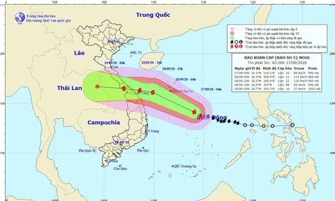 Cập nhật tình hình bão số 5: Giật cấp 13, hướng vào Quảng Bình - Quảng Ngãi