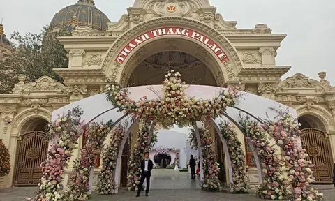 Choáng ngợp trước đám cưới "khủng" trong lâu đài dát vàng ở Ninh Bình, thực đơn toàn món "bên bển"