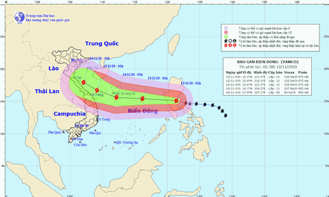 Dự báo thời tiết 12/11: Miền Trung tiếp tục giảm mưa, bão Vamco vào Biển Đông trong hôm nay