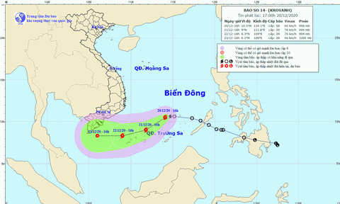 Bão số 14 có hướng di chuyển phức tạp, không được chủ quan