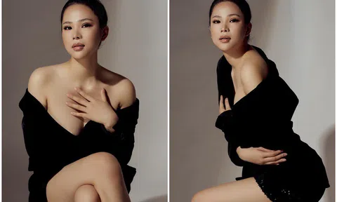 Hoa khôi Lý Thiên Trúc diện áo trễ nải, khoe gần trọn vòng 1 nóng bỏng đốt mắt