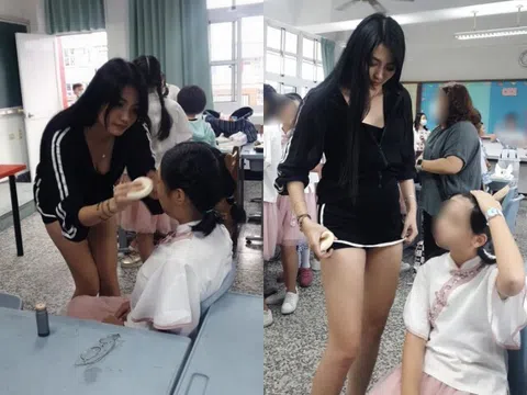 Hot mom nổi tiếng đến trường trang điểm cho con diễn văn nghệ, gây phản cảm vì diện đồ quá hở hang