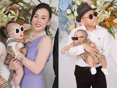 Con gái Phương Oanh là "Hòa Bình bản xinh" dù mẹ mang nặng đẻ đau, quý tử diện hàng hiệu càng giống "cá mập con"