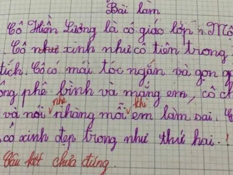 Viết văn tả cô giáo của em, bé lớp 1 chỉ viết 6 dòng nhưng khiến ai đọc cũng “nể”