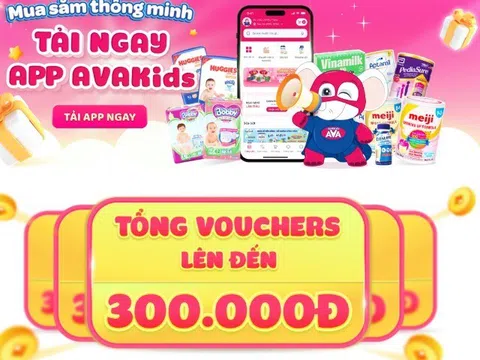 AVAKids tung ưu đãi hấp dẫn khi tải app: voucher 300.000đ, miễn phí giao hàng giúp các mẹ bỉm dễ dàng mua sắm