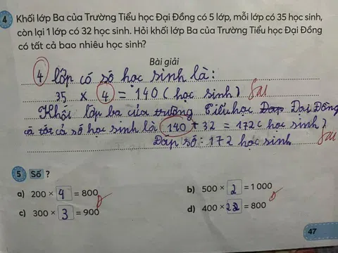 Bài toán lớp 3 gây gây tranh cãi: Học sinh không sai, cô giáo không sai, lỗi tại người ra đề