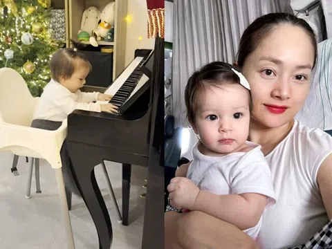 Con gái lai Tây nhà Lan Phương 9 tháng tuổi đã độc tấu piano, dáng vẻ cực yêu ai cũng khen có khiếu