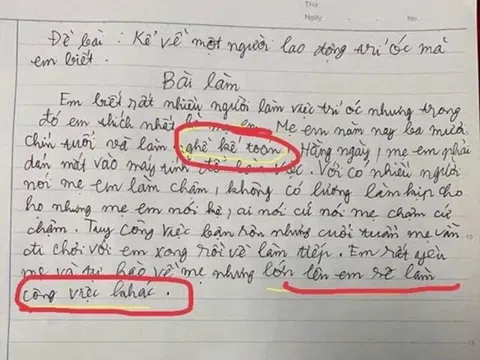 Viết văn kể về công việc của mẹ, bé tiểu học khiến cô giáo ngã ngửa khi đọc đến kết bài, phụ huynh đỏ mặt