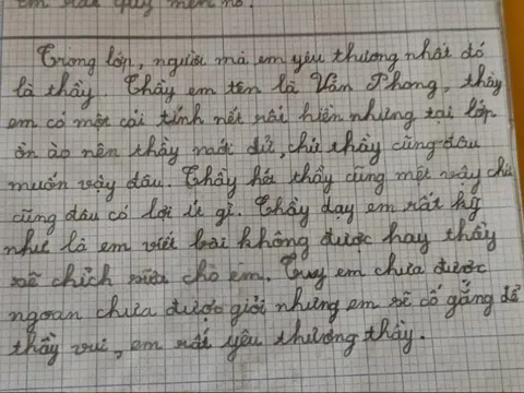 Bé tiểu học viết văn tả thầy giáo, chỉ 6 dòng nhưng đọc đến cuối ai cũng xúc động