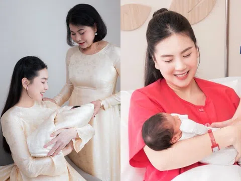 Mẹ Mai Ngọc sang biệt thự con gái để ngắm cháu ngoại, lần đầu "lên chức" bà nhưng không được bế, hôn hít "cục vàng"