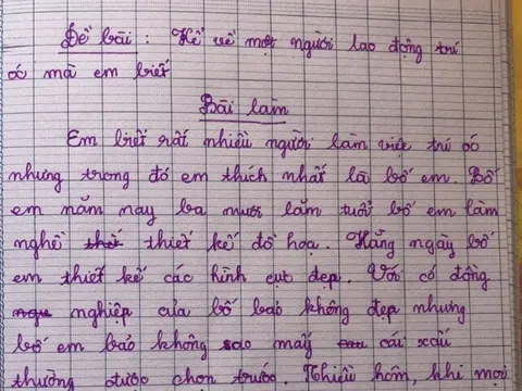 Bài văn tả “người bố lao động trí óc” của bé tiểu học đầy chân thực, cái kết khiến cô giáo ngã ngửa