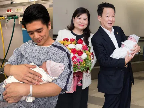 Anh chồng Đỗ Mỹ Linh đưa con vừa chào đời dạo mát, phu nhân Bầu Hiển sang tận Mỹ để chăm cháu nội