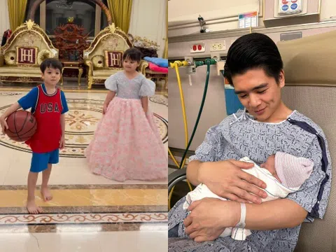 Con trai Bầu Hiển khoe cặp song sinh đầu lòng sau thời gian sang Mỹ đón con thứ 3, các nhóc tỳ càng lớn càng giống bố