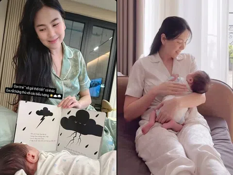 MC Mai Ngọc thông báo họ tên đầy đủ của con trai đầu lòng, quý tử hơn 1 tháng láu lỉnh, ánh mắt ngọt ngào nhìn mẹ