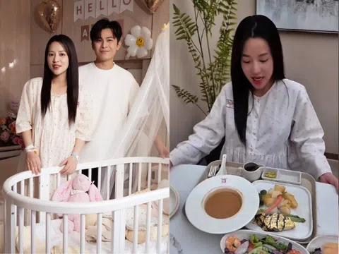 Puka đi sinh con sướng như bà hoàng, Gin Tuấn Kiệt cho vợ ở phòng rộng hệt resort, ăn thịt bò dát vàng