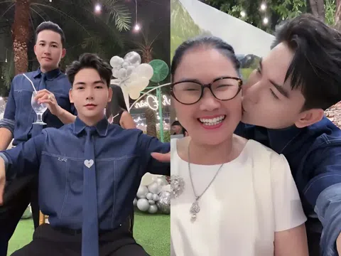 Thanh Đoàn tổ chức sinh nhật linh đình mời dàn sao tham dự, ôm hôn thắm thiết bố mẹ Hà Trí Quang