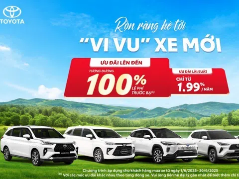 Toyota ưu đãi đến 100% lệ phí trước bạ cho khách hàng mua xe trong tháng 6