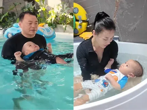 Shark Bình thuê thầy riêng dạy bơi cho cặp song sinh, "bố cá mập" dạy con chuẩn tác phong chủ tịch tập đoàn