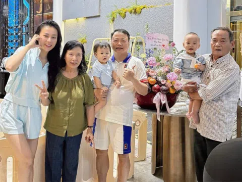 Shark Bình ăn mừng cùng bố Đại tá trong biệt thự, khoe cảnh con dâu Phương Oanh rạng rỡ bên gia đình chồng