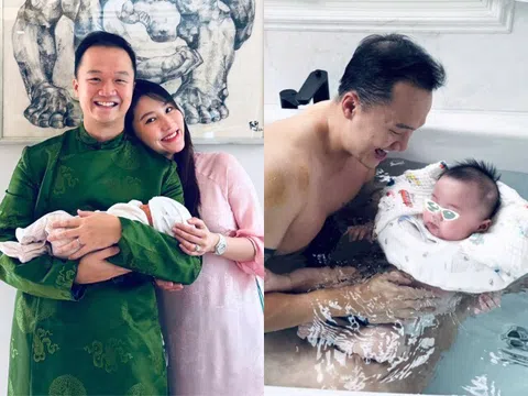 Chồng thiếu gia của Diễm My 9X khoe quý tử trong biệt thự riêng, em bé nay mới lộ diện mạo giống hệt bố