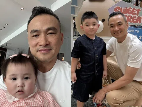 Chi Bảo tóc điểm bạc thấm mệt vì chơi với 2 con nhỏ, đứng cạnh ái nữ khiến vợ Lý Thùy Chang phải "tìm điểm khác biệt"