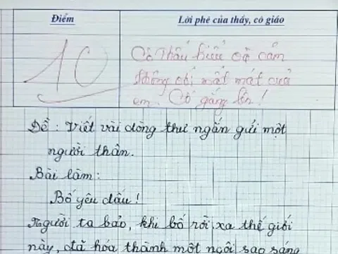 Bài văn viết về bố của bé gái lớp 5 nhận điểm 10 tròn trĩnh, cô giáo rưng rưng ngay khi đọc dòng đầu tiên