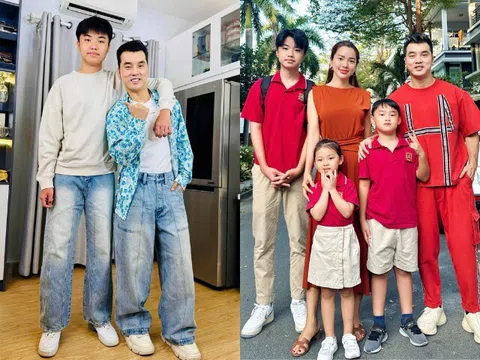 3 con nhà Ưng Hoàng Phúc rõ đẹp mắt: Quý tử là con riêng của Kim Cương nay cao ngưỡng 1m9, giống hệt bố dượng
