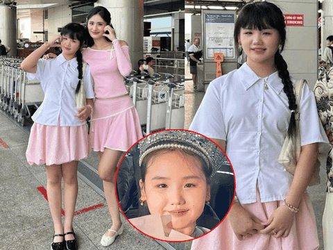 Bé gái gây chú ý ở đêm chung kết HHTG VN 2023 dậy thì thành công, 12 tuổi mặt xinh dáng đẹp lấn át cả Hoa hậu