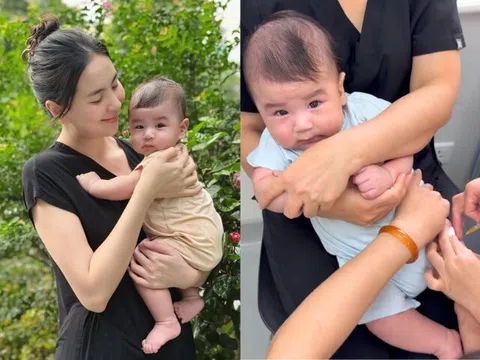 Mai Ngọc đưa con trai đi khám ở bệnh viện quốc tế, khoe quý tử bụ sữa 4 tháng tuổi đã nặng 8kg