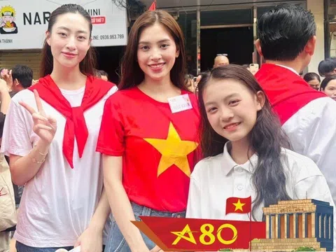 Bé gái "đọ sắc" 2 Hoa hậu Việt ở Lễ diễu binh, diễu hành 2/9: Cực giỏi, từng chung sân khấu MC Lại Văn Sâm, Hoài Anh