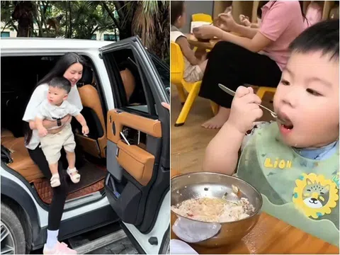 Cơm trưa trường quốc tế 100 triệu/năm của con Quang Hải và vợ đại gia Chu Thanh Huyền khiến cậu bé xúc lia lịa
