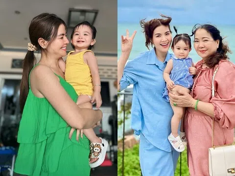 Con gái Kha Ly hơn 1 tuổi đã học bài cực thông minh, đã quen ở cùng bà ngoại lúc bố mẹ công tác ở trời Tây