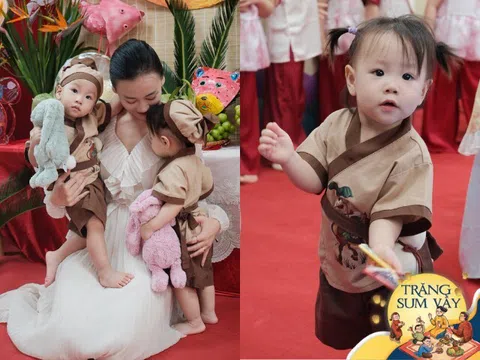 Phương Oanh xuất hiện ở trường mẫu giáo đón Trung thu cùng 2 con, cặp song sinh nhà shark Bình hoá “Chú cuội” cực đáng yêu