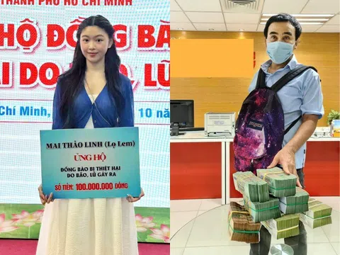 Lọ Lem nhà Quyền Linh trích 100 triệu ủng hộ vùng lũ, 19 tuổi là chủ quỹ từ thiện tiếp nối tư tưởng của bố