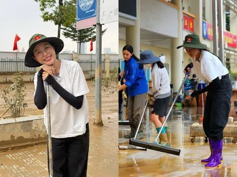 Mặc áo trắng đi dọn bùn sau lũ ở Thái Nguyên, Hoa hậu sinh năm 2003 bị nói "làm màu"