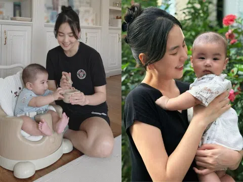 MC Mai Ngọc cho con trai mới 5 tháng tuổi ăn dặm, "tiểu thiếu gia" phát triển vượt trội ngày càng đáng yêu