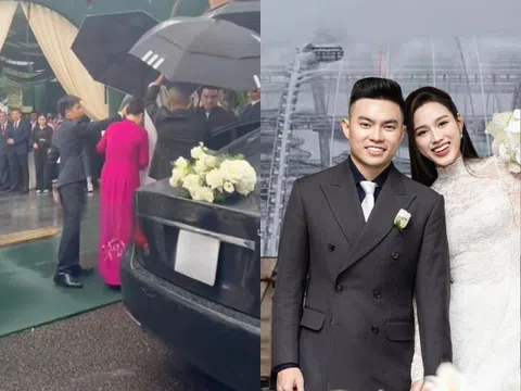Đỗ Thị Hà và thiếu gia Viết Vương đội mưa làm lễ gia tiên, rạp cưới lớn nhất Quảng Trị bị rách do bão