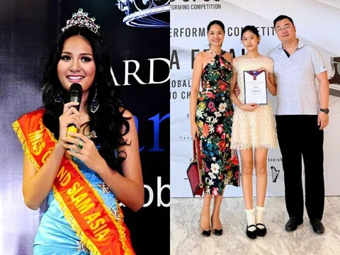 Hoa hậu Việt lấy chồng Trung Quốc cao 1m9 sinh ái nữ 12 tuổi đã đạt ngưỡng 1m8, nhìn diện mạo càng bất ngờ