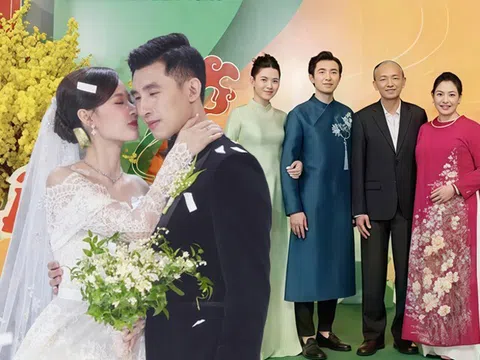 Midu lộ khoảnh khắc bên bố mẹ chồng Chủ tịch, diện áo dài nền nã tham dự sự kiện của tập đoàn nhựa