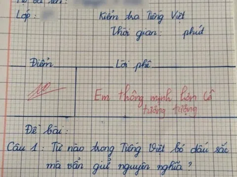 "Từ nào trong Tiếng Việt bỏ dấu sắc mà vẫn giữ nguyên nghĩa?", HS đáp khiến cô tấm tắc khen thông minh